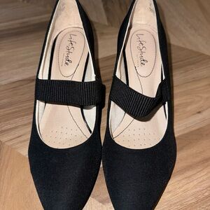 Life Stride Women's Black Wedges with Strap